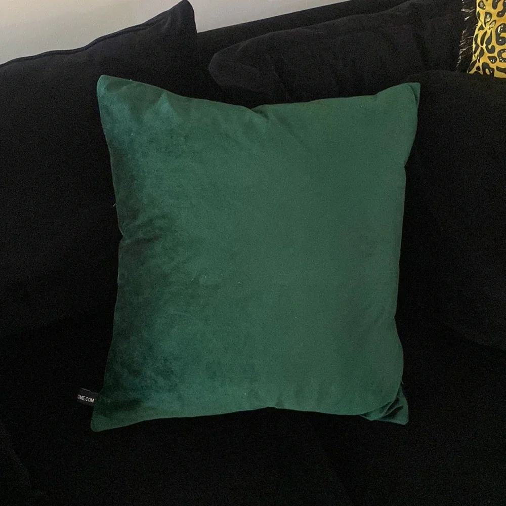 Emerald green velvet down pillow removable cover